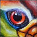 Augenblick eines Hornvogels Acryl auf Leinwand;
30 x 30 cm